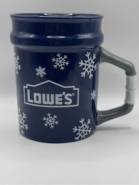 Lowe's Navy Ceramic Mug with White Snowflake Design